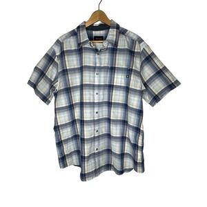 Marmot Mens Casual Button Down Shirt XL Blue Plaid Short Sleeve Outdoor Hiking